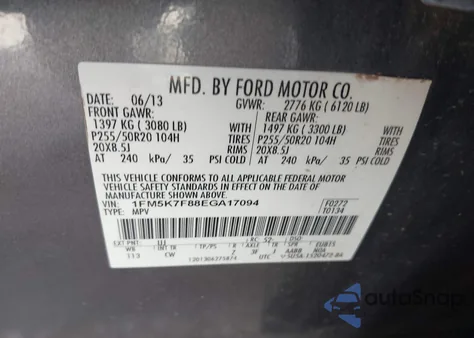 2014 Ford Explorer Limited z USA, uszkodzony, nr VIN 1FM5K7F88EGA17094